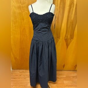 Moon River Navy Midi Dress